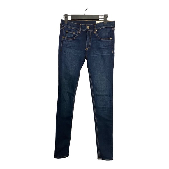 Rag & Bone Skinny Jeans 25 Dark Wash Mid Rise Ankle Cotton Blend Denim Blue - Picture 1 of 3